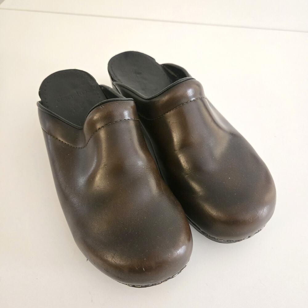 Dansko Professional Clogs Dark Brown Leather Slip On Women's Size 40